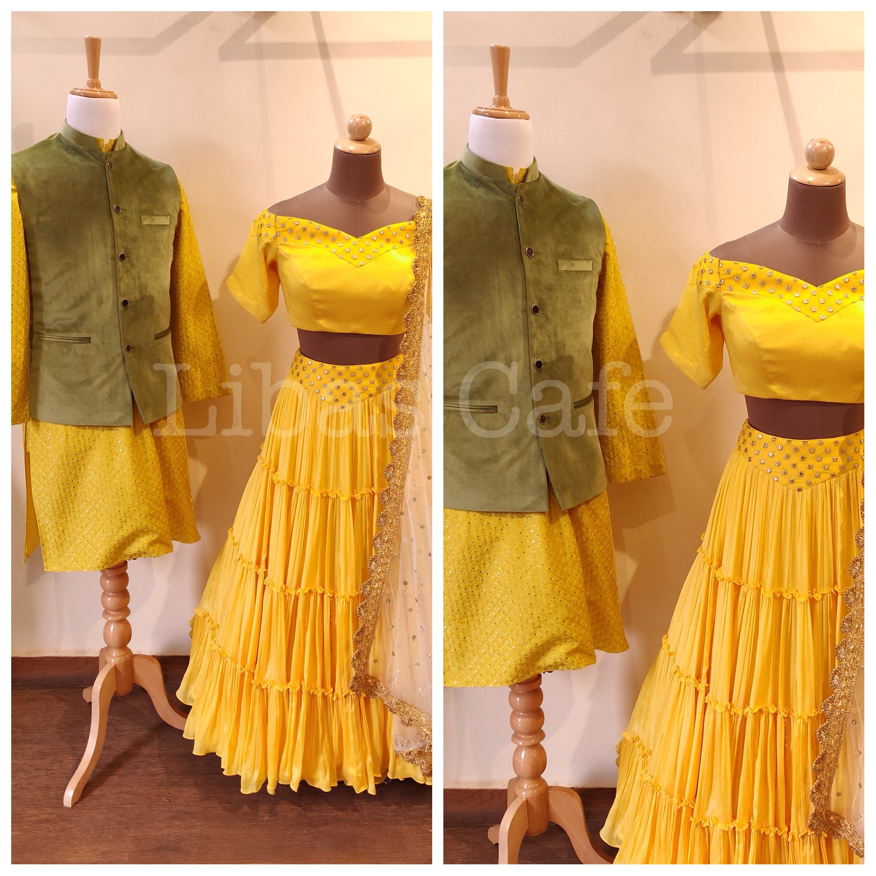 Yellow Jacket Kurta And Lehenga